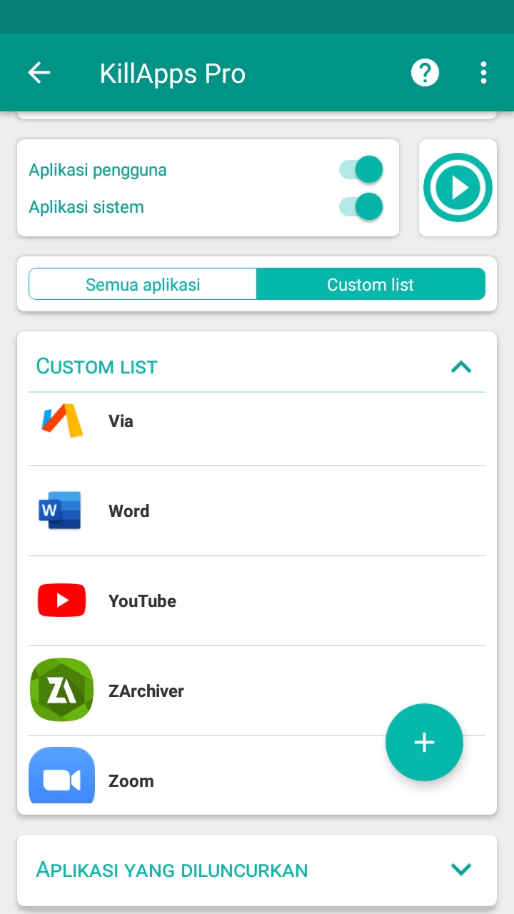 Contoh Daftar Aplikasi Kill Apps