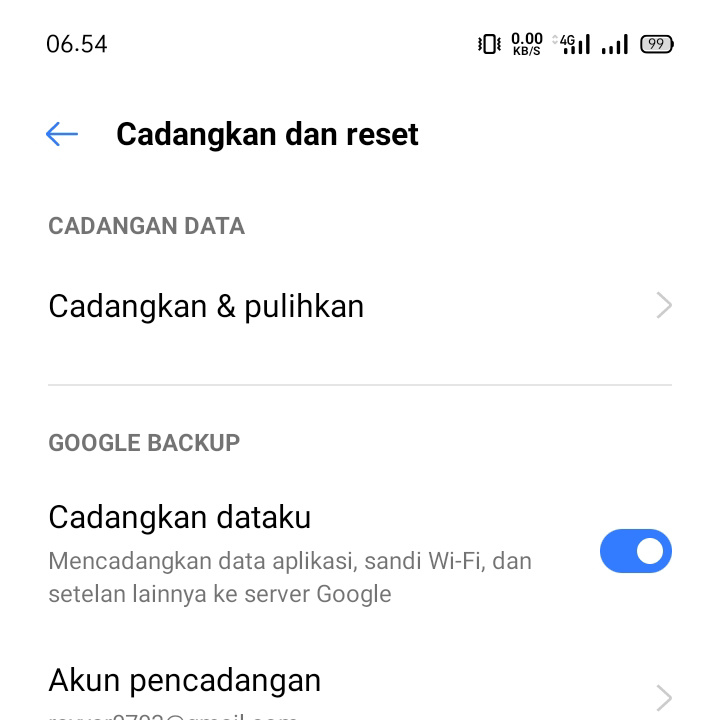Cadangkan - Reset