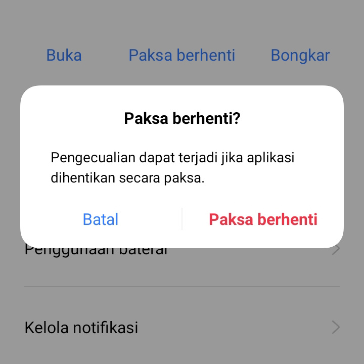 Paksa Berhenti Aplikasi