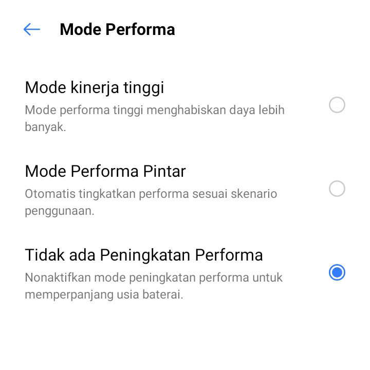 Mode Performa Ponsel