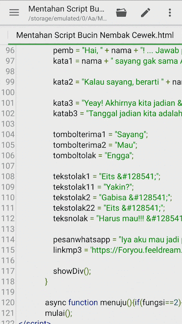 Cara Simpan File Script HTML Bucin