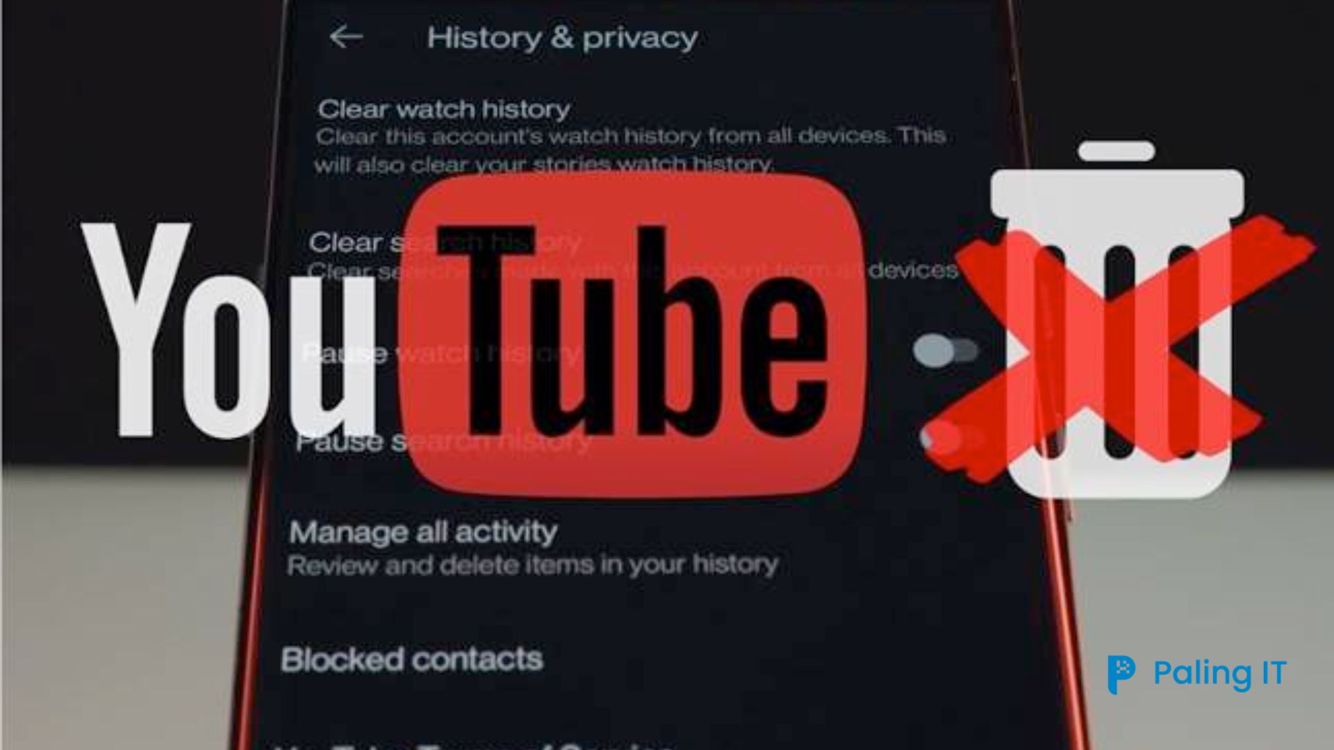 cara menghapus history youtube